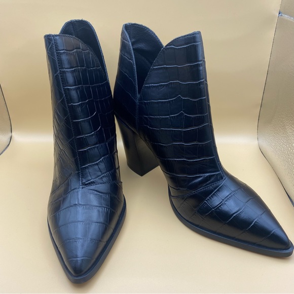 New! Aldo Amodia  Croc Ankle Booties- Block Heel Black- Size 8.5 - Picture 10 of 15